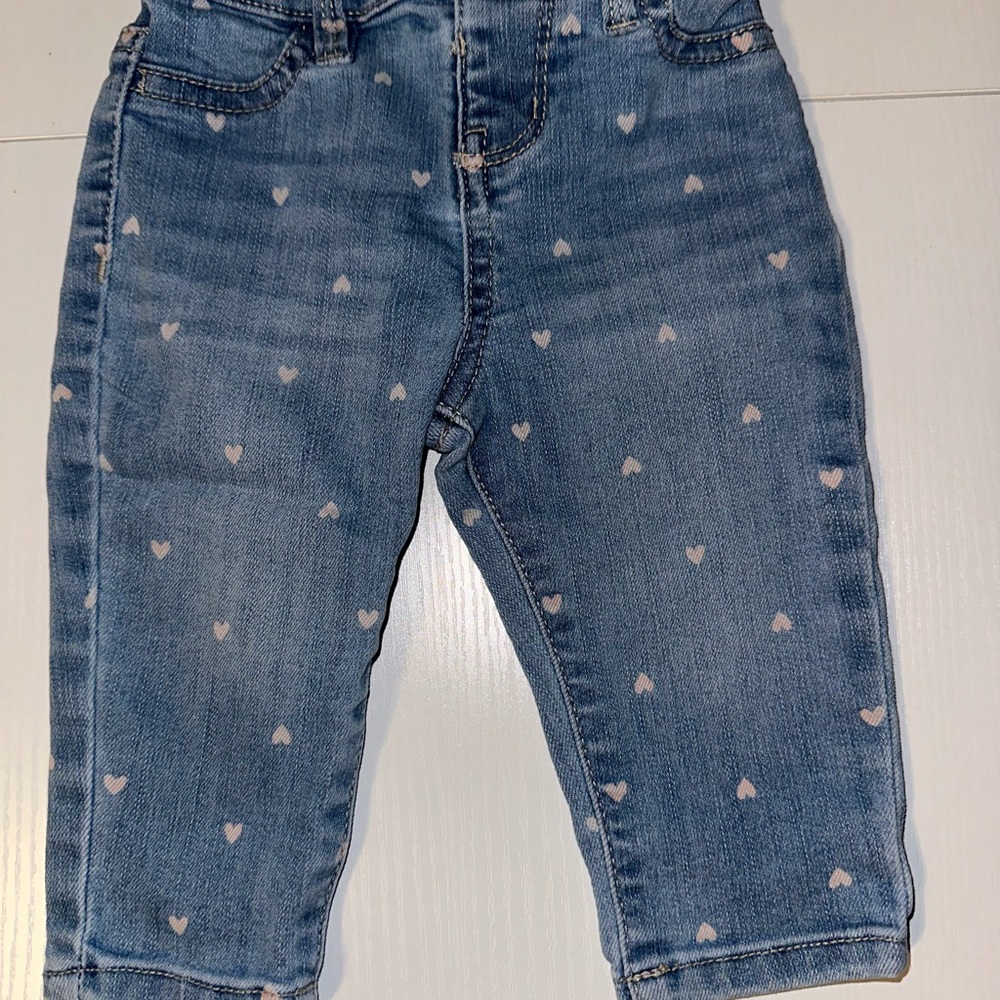 OshKosh B'gosh Blue Jeans with Pink Heart Pattern